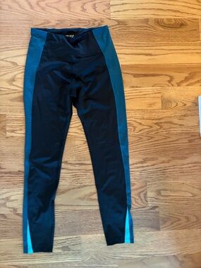 tek gear Black Leggings with Teal Side Panels